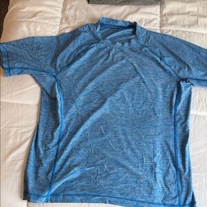 Lands' End Men's Heathered Light Blue Swim Rash Guard